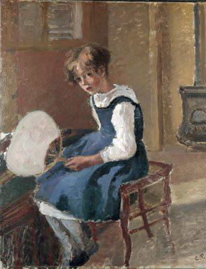 Camille Pissarro Jeanne Holding a Fan, oil on canvas painting by Camille Pissarro France oil painting art